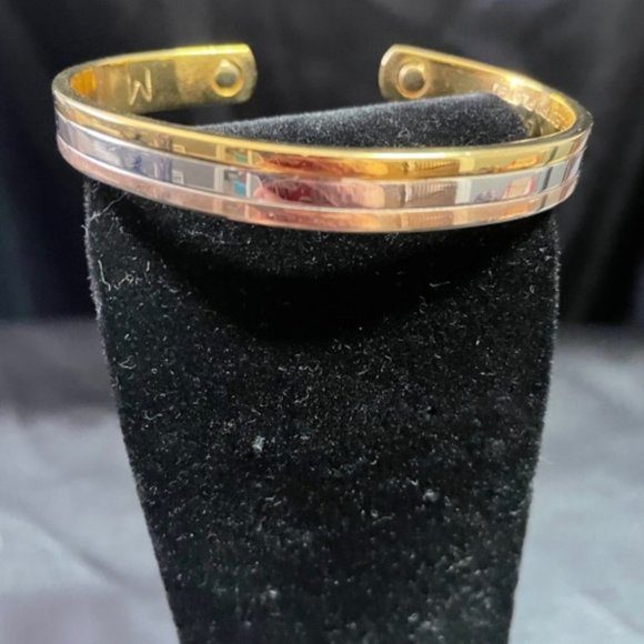 Gold/Silver bangle bracelet, 24Kplated - Picture 5 of 5